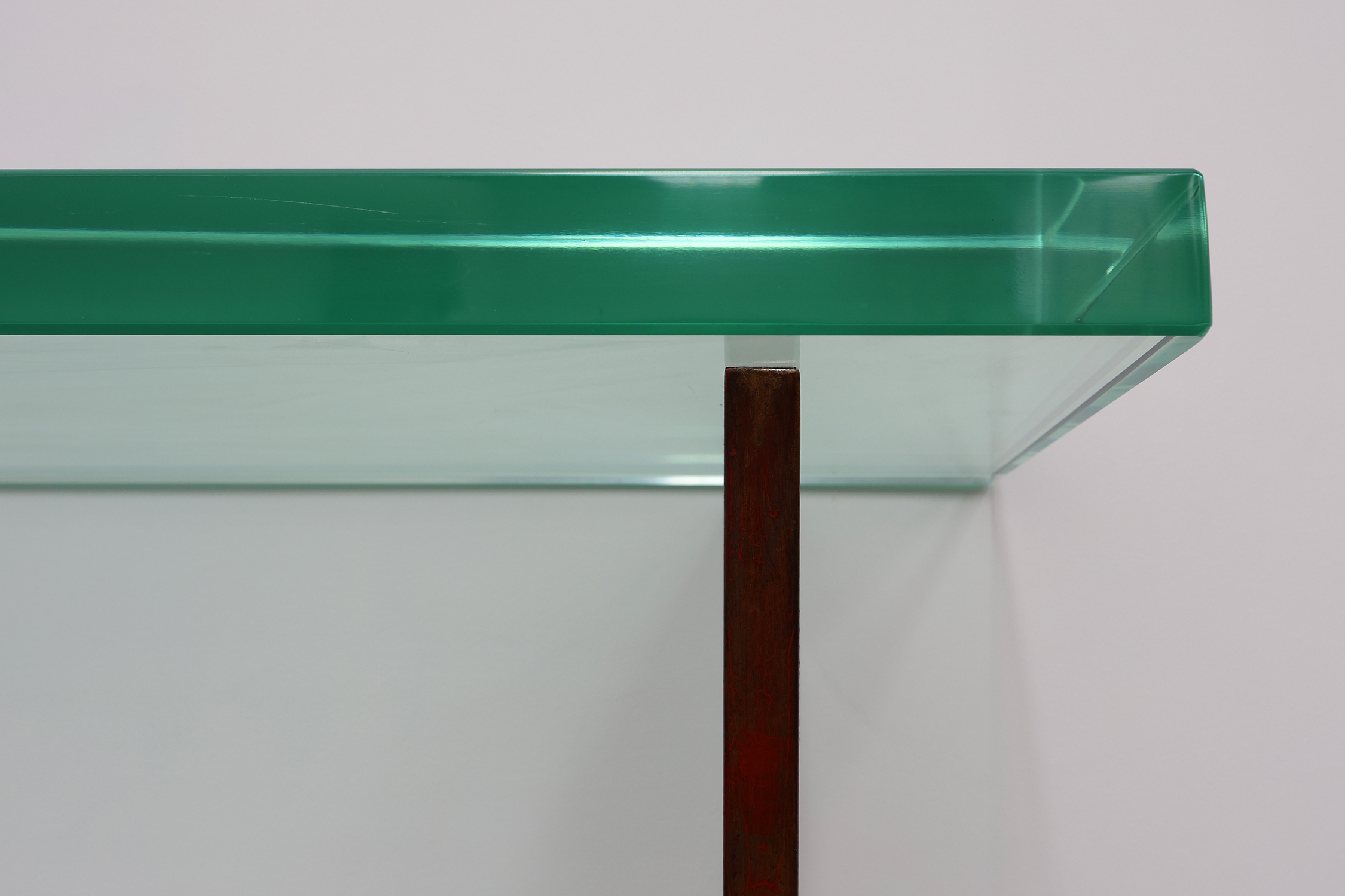 Sculptural French Art Deco Console Table with Glass Top, circa 1925thumbnail